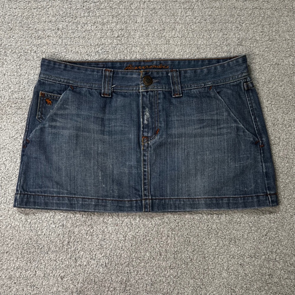 Abercrombie Denim‎ Mini Skirt Low Rise 8 Blue Y2K Vintage 2000s Indie Micro